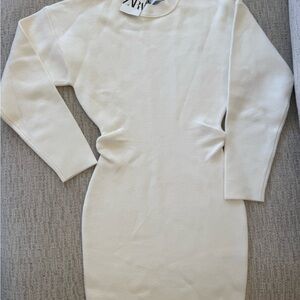 Zara Cream Long Sleeve Dress